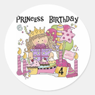 Party Princess 4th Birthday Tshirts and gifts Classic Round Sticker
