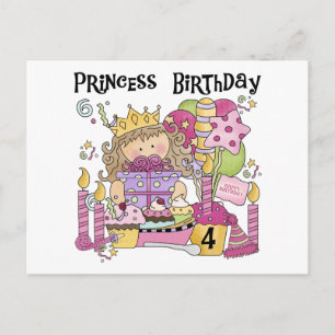 Party Princess 4th Birthday Tshirts and gifts Invitation Postcard
