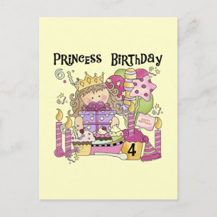 Party Princess 4th Birthday Tshirts and gifts Invitation Postcard