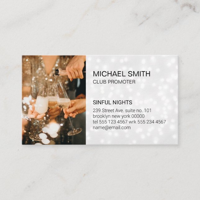 Party Promoter | Club Owner | Event Planner Business Card (Front)