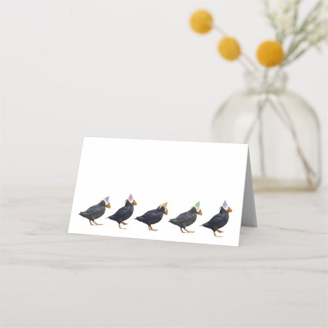 Party Puffins Birthday Place Cards (Front)