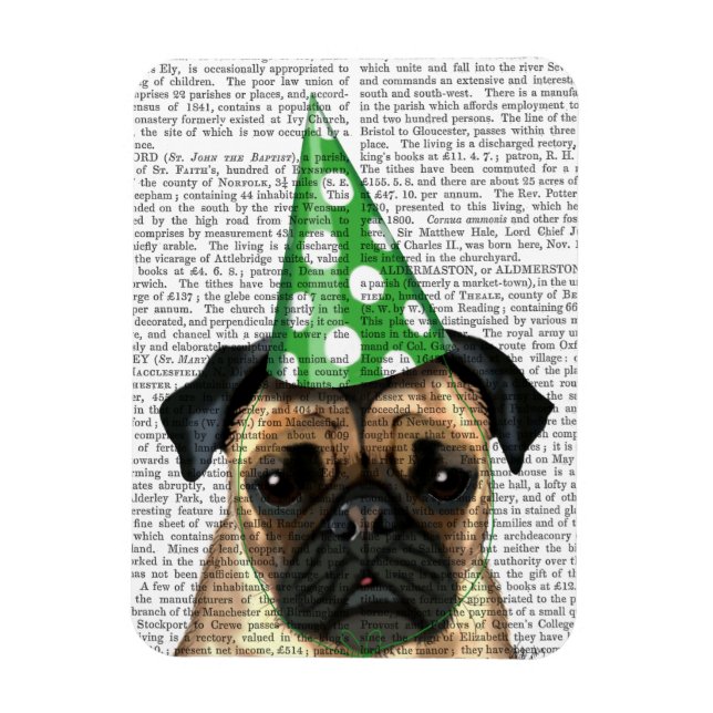 Party Pug 2 Magnet (Vertical)