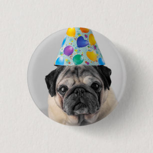 Party Pug 3 Cm Round Badge