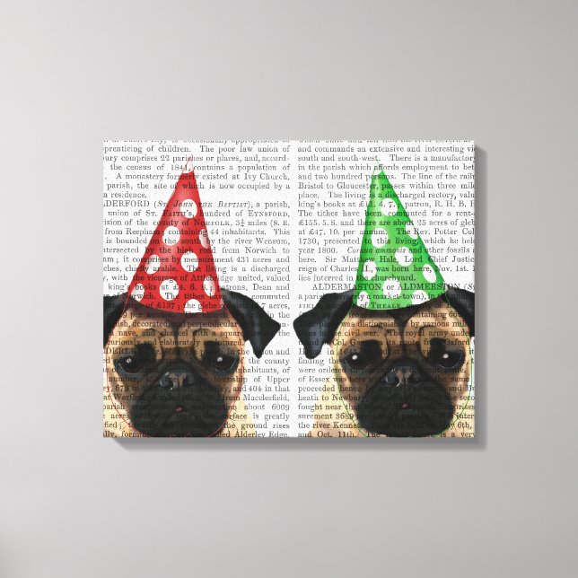 Party Pugs Pair Canvas Print (Front)