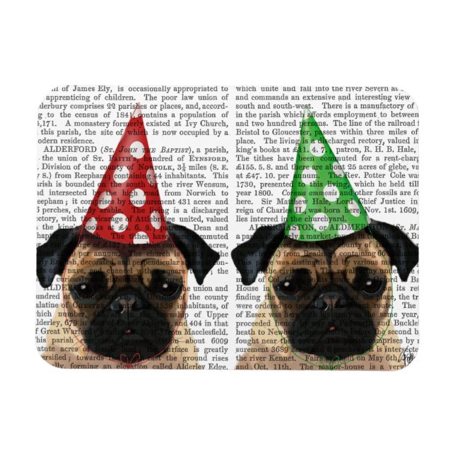 Party Pugs Pair Magnet (Horizontal)