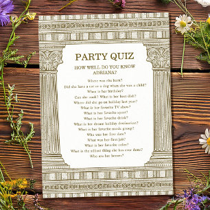 Party Quiz Toga Birthday with temple columns Invitation