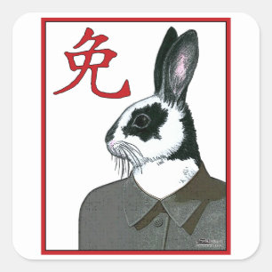 Party Rabbit Square Sticker