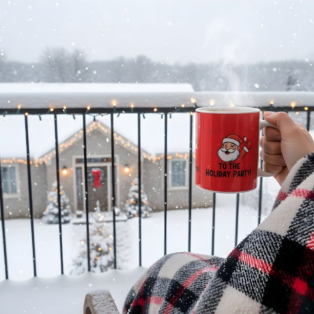  Party Ready Santa Claus Modern Funny Invitation Coffee Mug (Creator Uploaded)