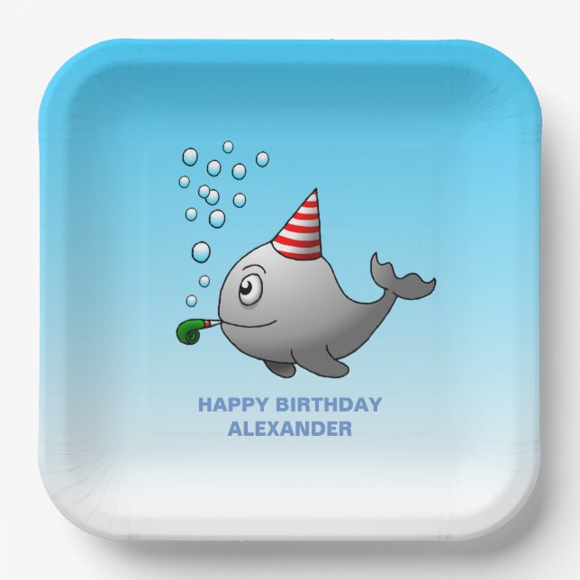Party-ready whale paper plate (Front)