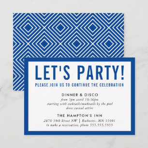 PARTY RECEPTION INFO simple modern bold royal blue Invitation
