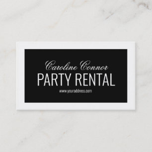 Party Rental Tableware Decor Black White Bordered Business Card