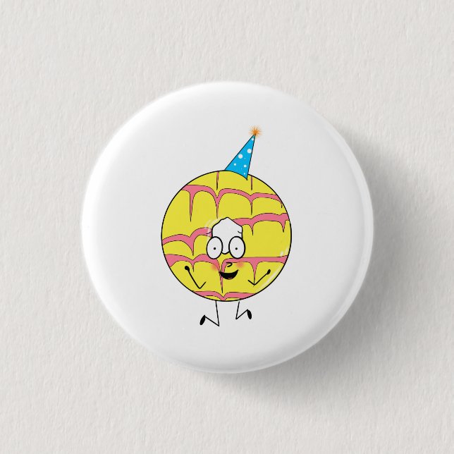 party ring, fun cookie themed 3 cm round badge (Front)