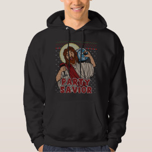 Party Saviour Jesus Christ Santa Beer Ugly Christm Hoodie