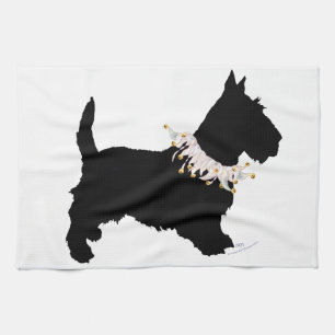 Party Scottie in Silhouette Tea Towel