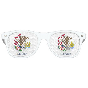 Party Shades Sunglasses with flag of Illinois, USA