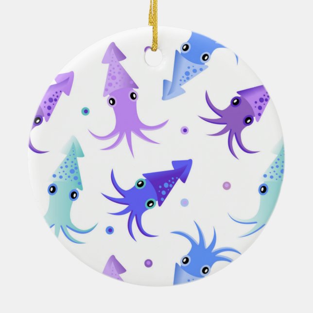 Party Squid Pattern Ceramic Tree Decoration (Back)