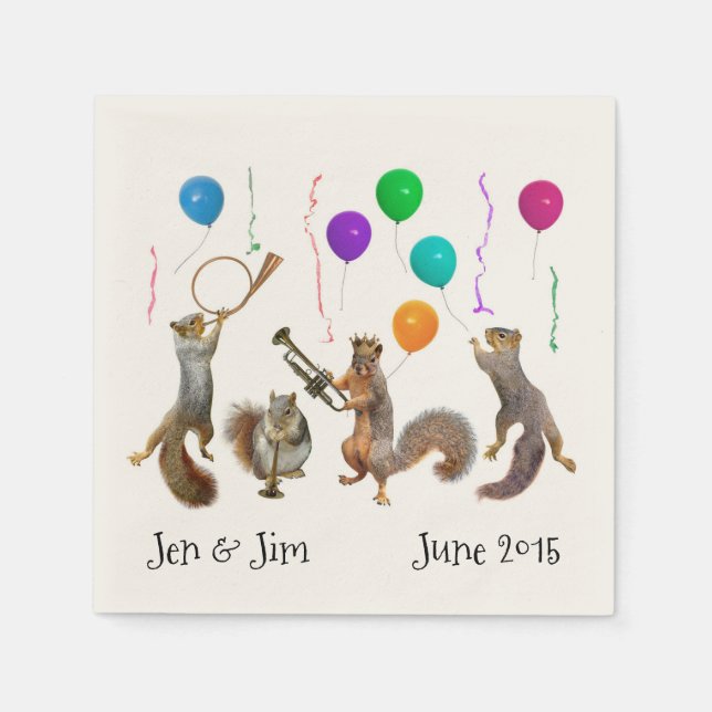 Party Squirrels Paper Napkins (Front)