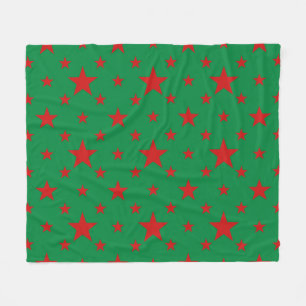 Party Stars Red on Green Fleece Blanket