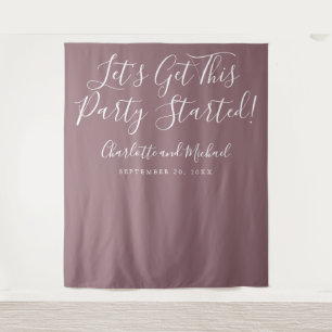 Party Started Script Mauve Photo Backdrop Tapestry