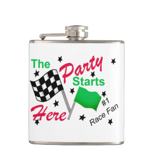 Party Starts Here Race Name Personalised Beverage Hip Flask
