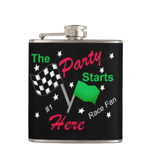 Party Starts Here Race Name Personalised Beverage Hip Flask