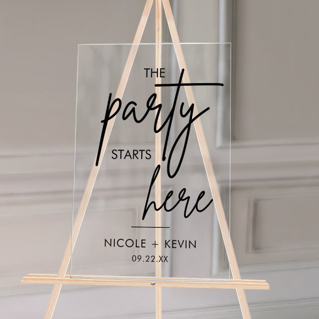 Party Starts Here Wedding Welcome Acrylic Sign (Creator Uploaded)
