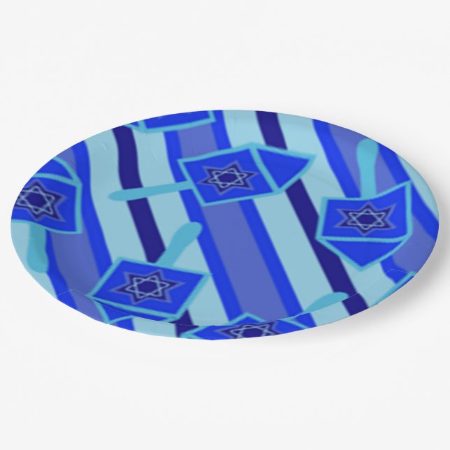 Party Supplies - Chanukah Paper Plates Designs (Angled)