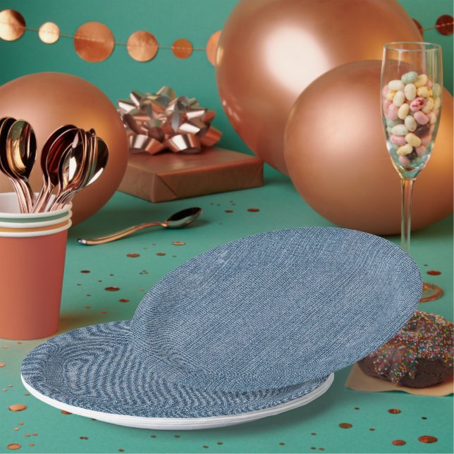 Party Supply Blue Jean Denim Paper Plate (Multi)