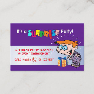 Party, surprise, business card