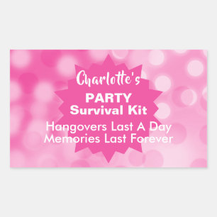 Party Survival Kit DIY Favour Rectangular Sticker