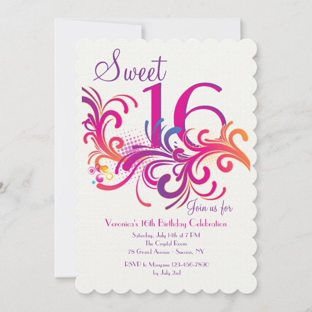 Party Swirls Invitation (Front)