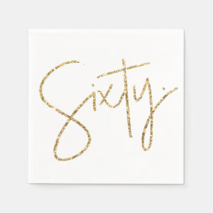 PARTY TABLE sixty script modern 60 gold glitter Napkin