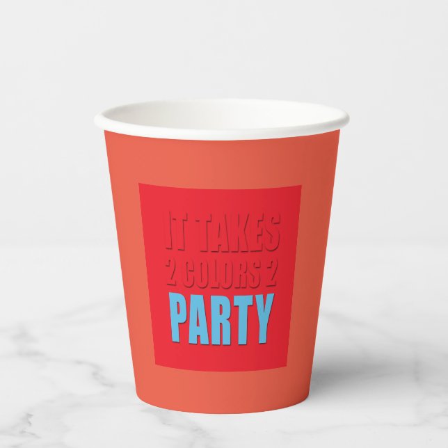 Party Takes Two Colours Red Blue Paper Cup (Front)