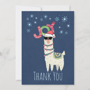 Party Thank You Christmas Llama with Snowflakes Card