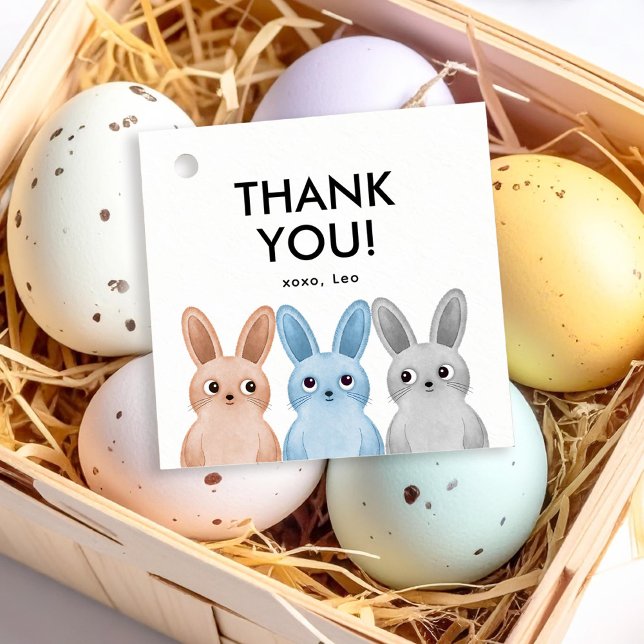 Party thank you label with three little bunnies (Creator Uploaded)