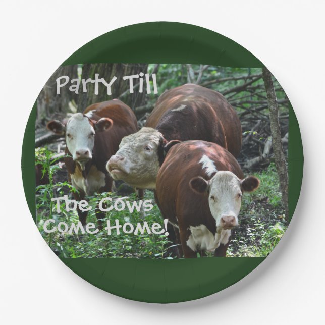 Party Till The Cows Come Home Paper Plate (Front)
