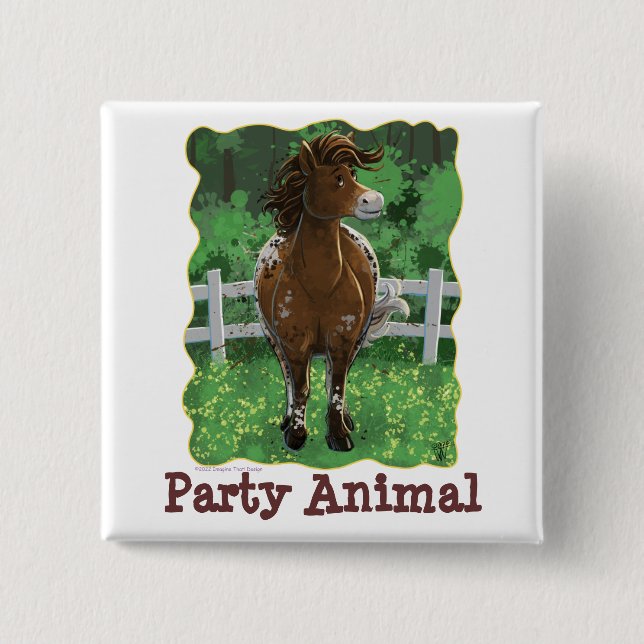 Party Time Appaloosa Horse 15 Cm Square Badge (Front)