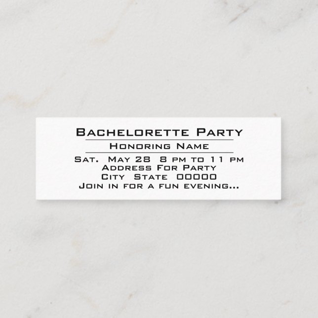 Party Time Bachelorette Bachelor Party Invitation  (Back)