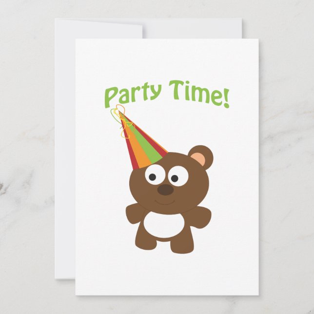 Party Time! Bear Party Invitations (Front)