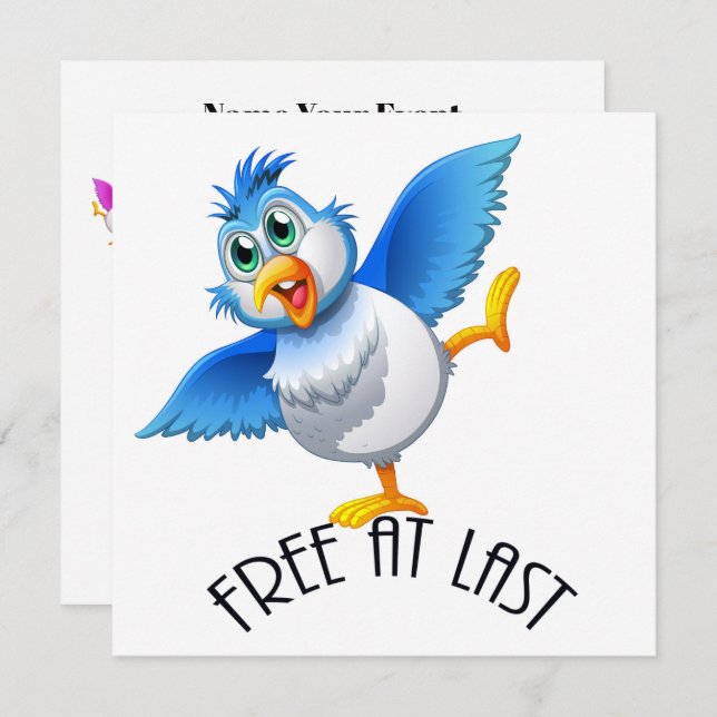 Party Time Bird - Free At Last Invitation (Front/Back)