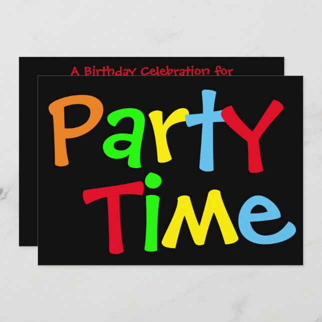 Party Time Birthday Party Invitation (Front/Back)