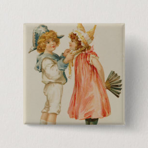 Party Time, Christmas postcard 15 Cm Square Badge