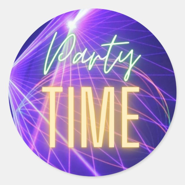 party time classic round sticker (Front)