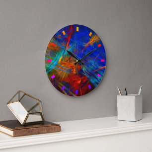 'Party Time' - Colorful Abstract Art Large Clock