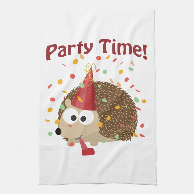 Party time! Confetti Hedgehog Tea Towel (Vertical)