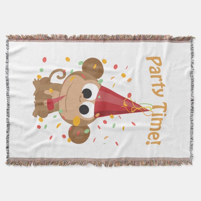 Party Time! Confetti Monkey Throw Blanket (Front)
