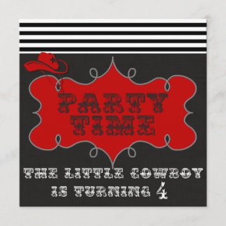 Party Time Cowboy Western Birthday Invitations