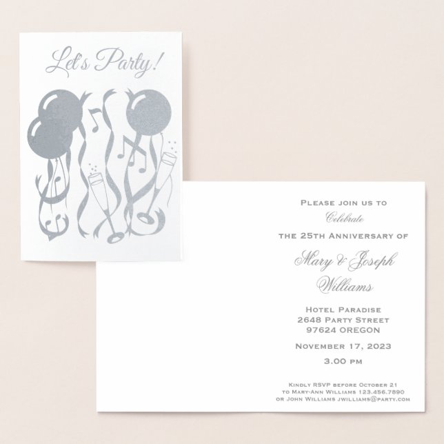 Party Time Custom 25th Anniversary Invitation (Display)