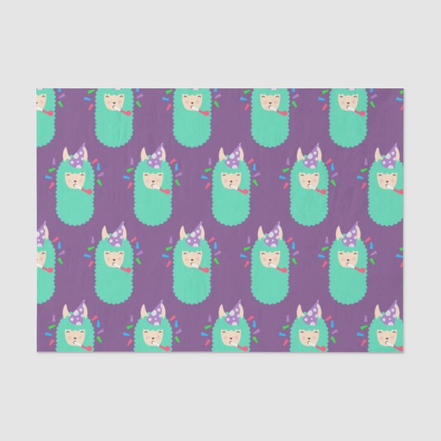 Party Time Emoji Llama Tissue Paper (Front)