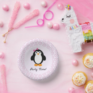 Party Time Girl Penguin Paper bowl Plate